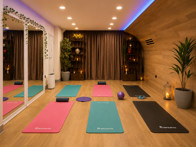 Yoga studio with mats at AcuZen London